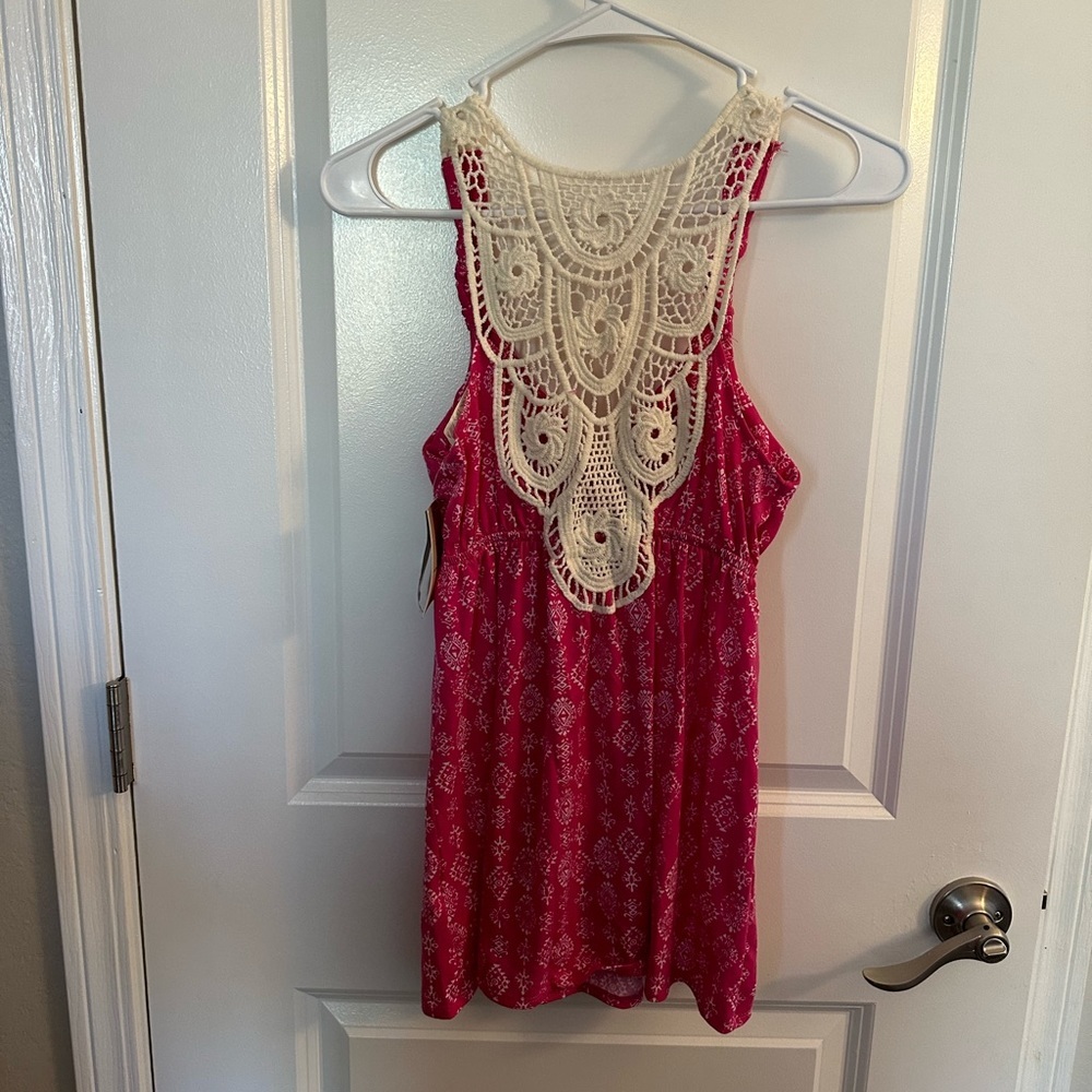 PINK rose womens padded floral print tank top new size small - Picture 4 of 4